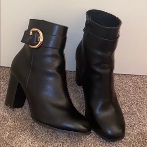 Faux Leather Heeled Ankle Boots.